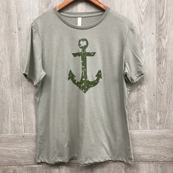 Anchor Distressed Short Sleeve Tee BB749 - Picture 1 of 3